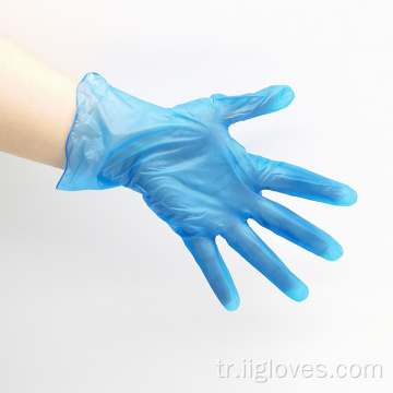 Özelleştirilmiş 100 adet/kutu mavi tıbbi vinil eldivenler PVC eldivenleri